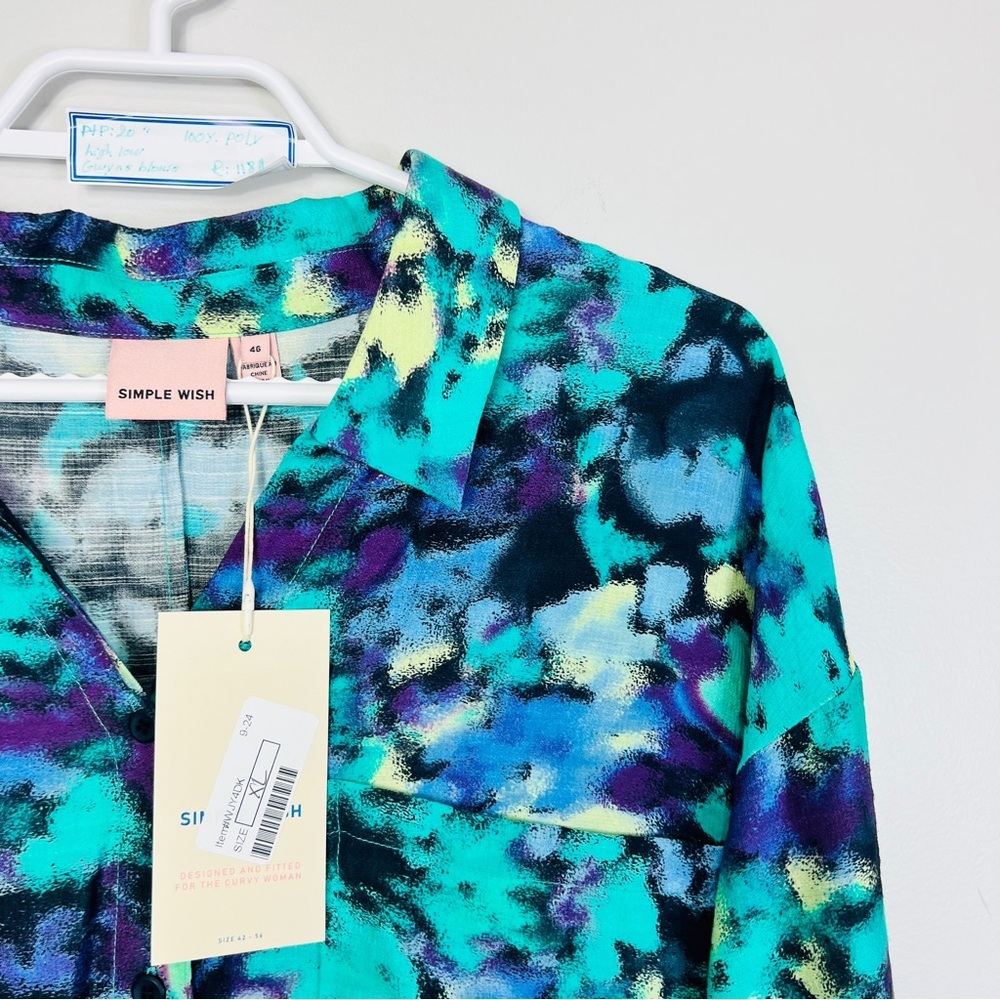 NWT Simple Wish Vibrant Blue Multicolor Tunic dress women size EU 46 Xl/ XXL - Picture 11 of 14